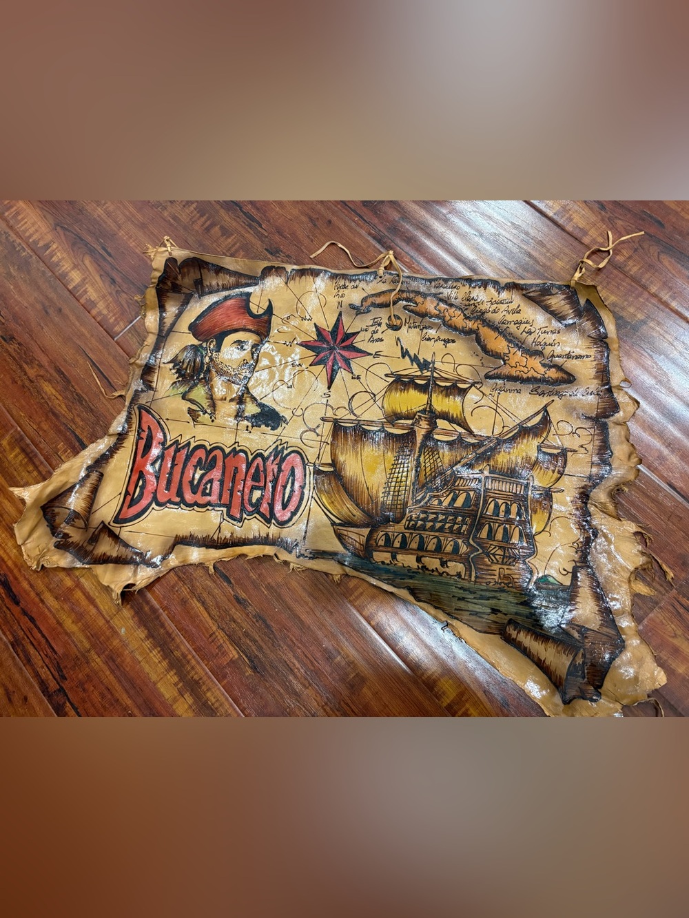 Handmade leather pirate map